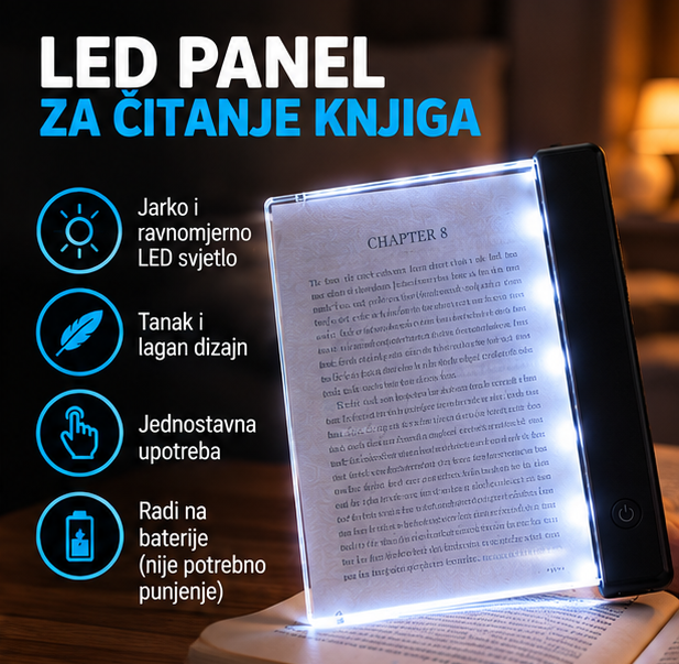 LED svjetlosni panel za čitanje knjiga