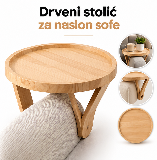 Drveni Stolić za Naslon Sofe