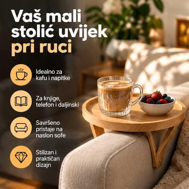 Drveni Stolić za Naslon Sofe