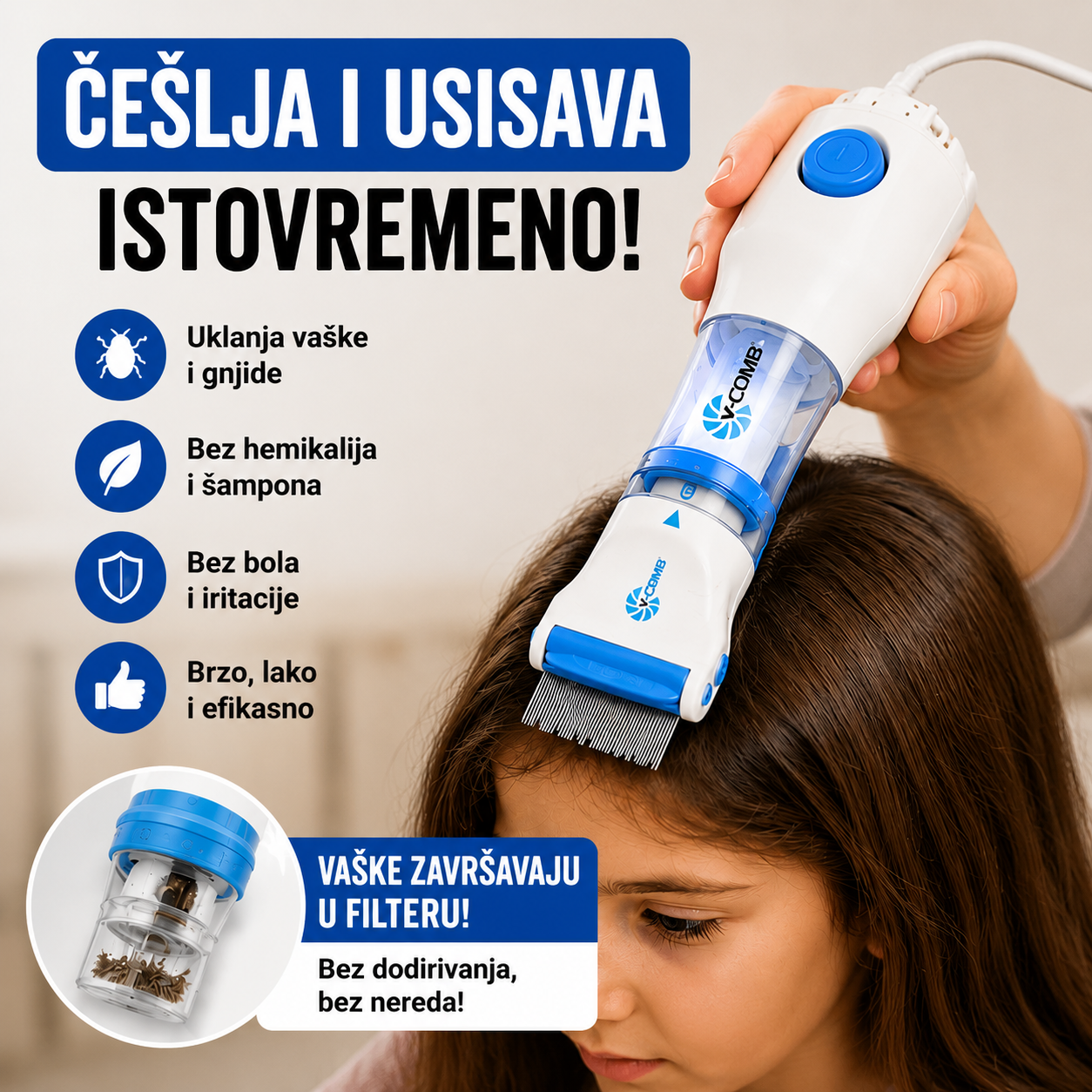 Električni Češalj i Usisivač za Vaške