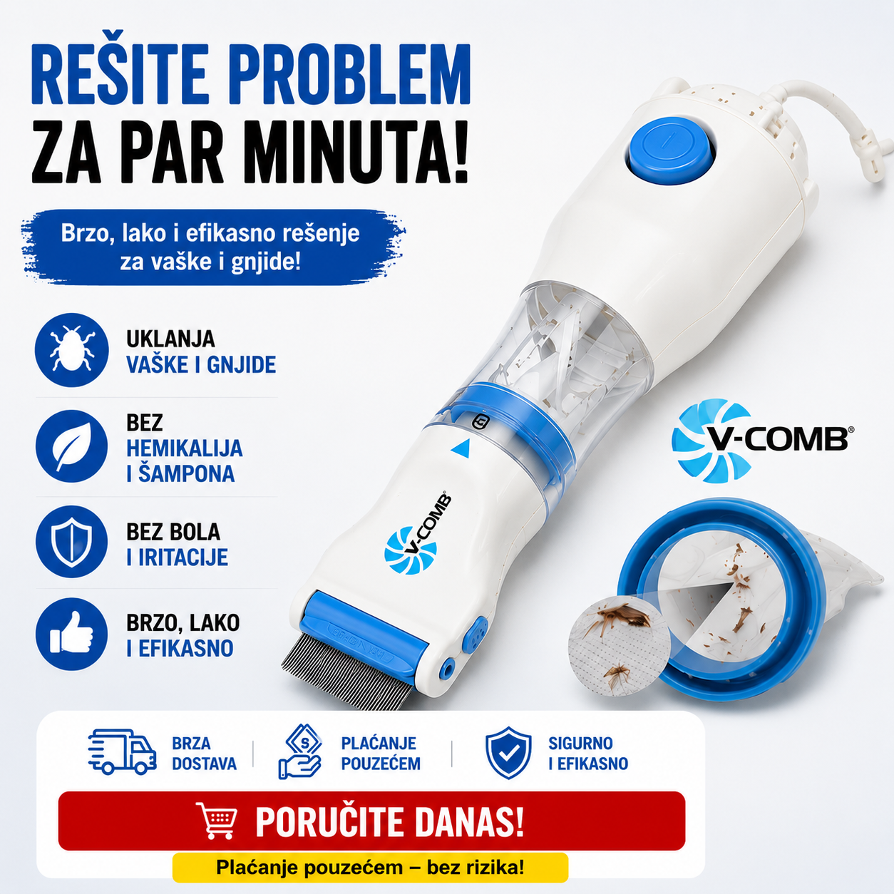Električni Češalj i Usisivač za Vaške