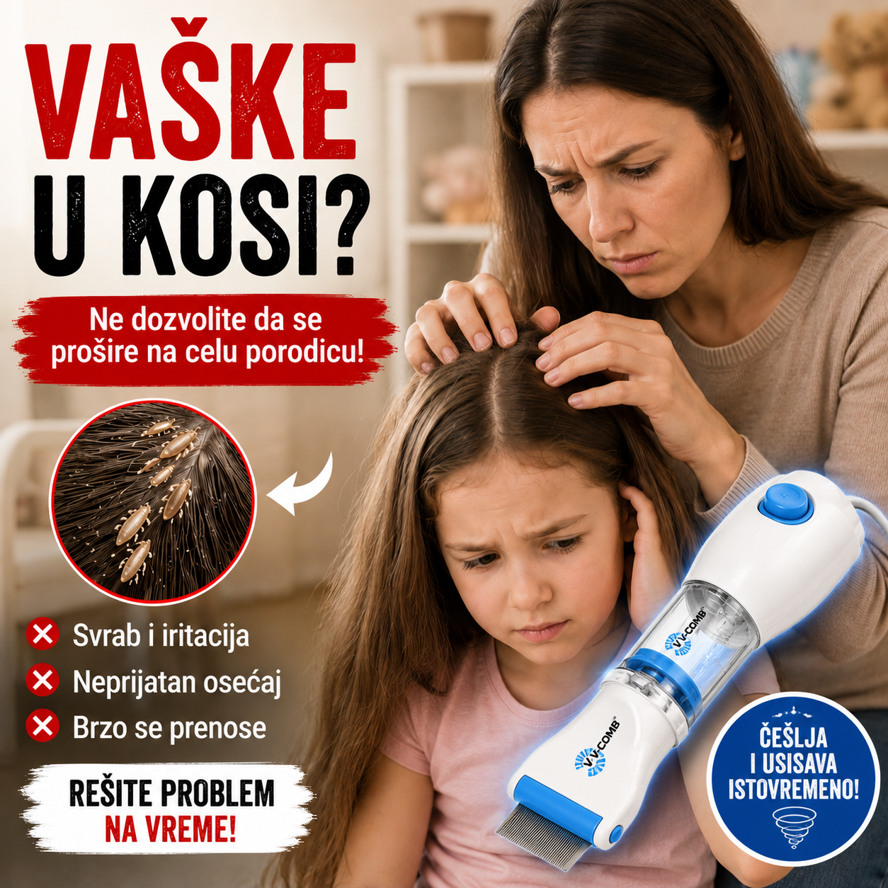 Električni Češalj i Usisivač za Vaške