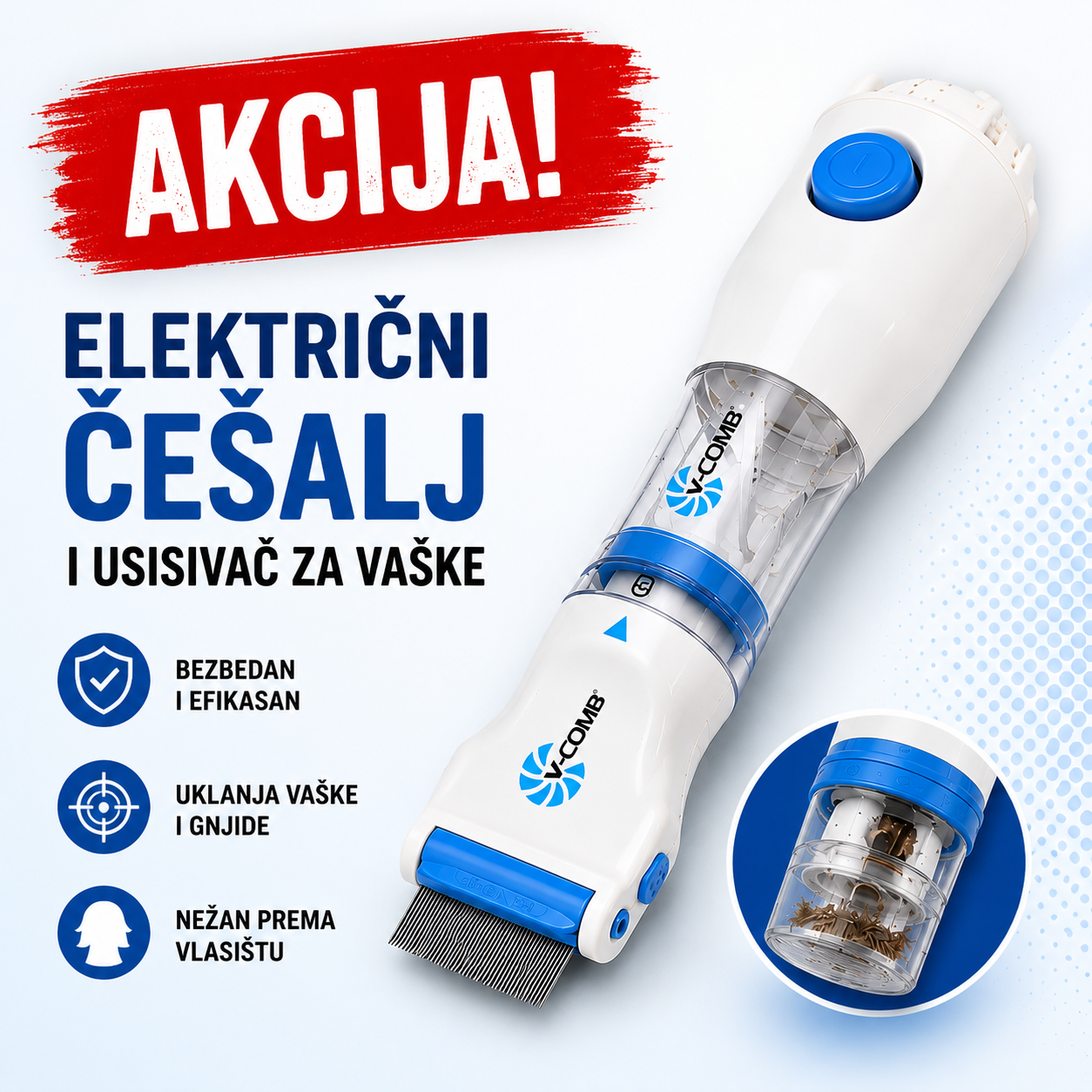 Električni Češalj i Usisivač za Vaške